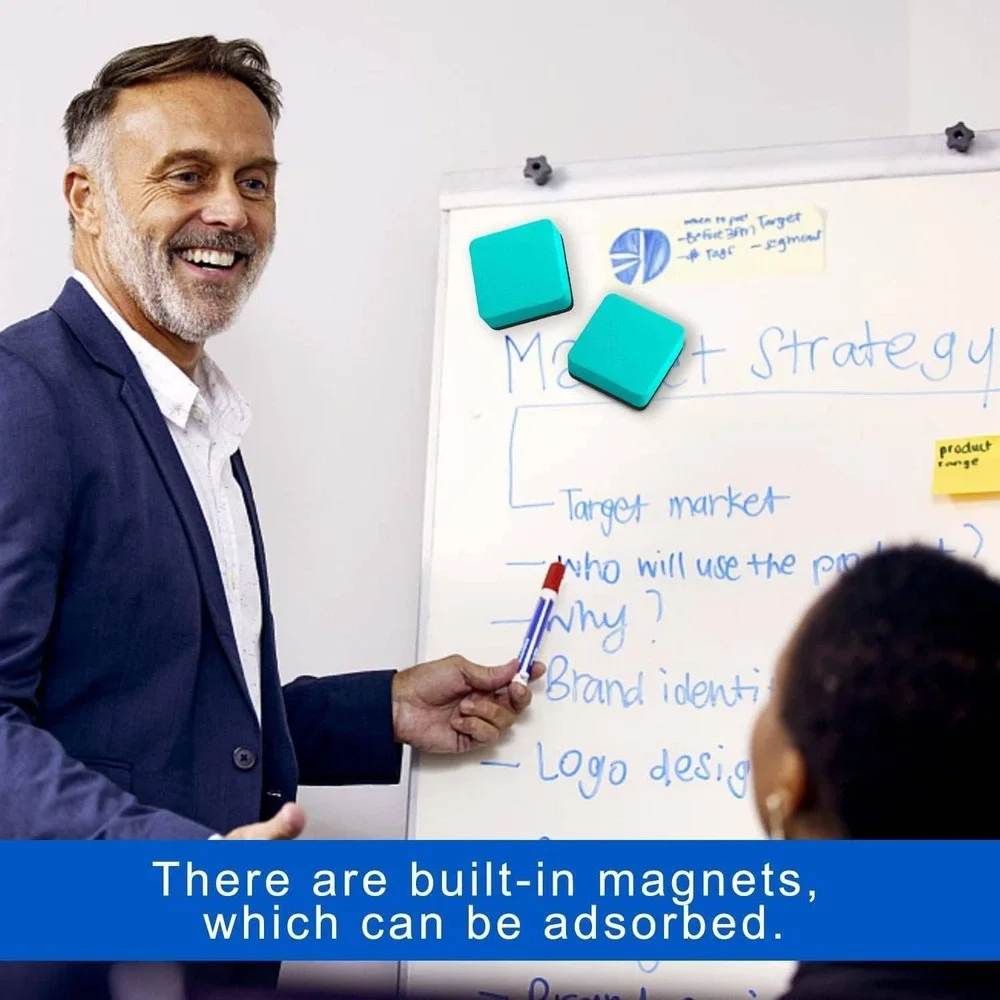 24 Pack Magnetic Dry Erase Whiteboard‎ Erasers Turquoise Felt Microfiber